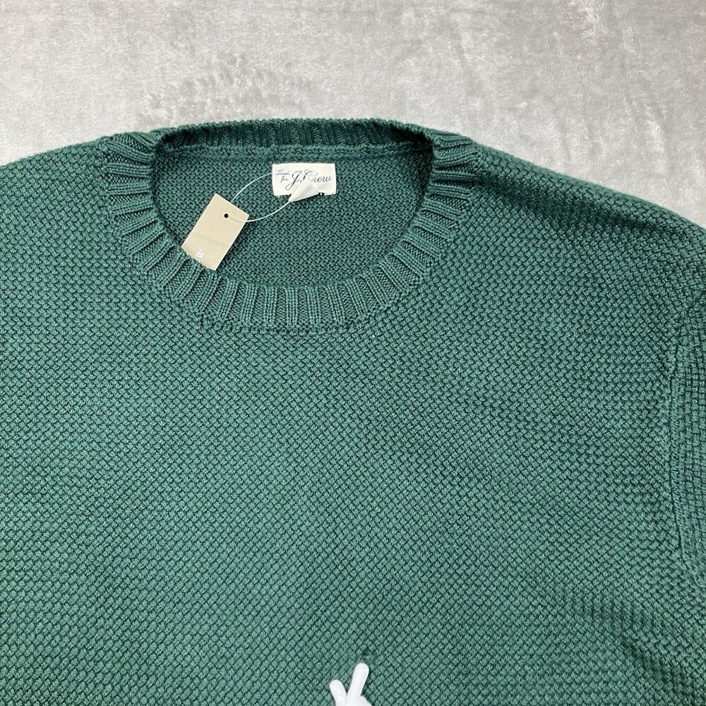 J Crew Sweater Mens S Green Crewneck Premium Basket-stitch Business Casual - Picture 6 of 16